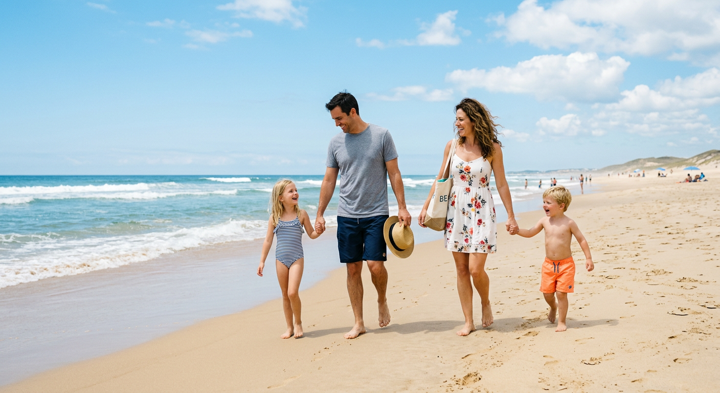 Family vacation on beach